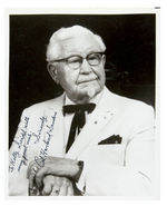 KENTUCKY FRIED CHICKEN FOUNDER COLONEL HARLAND SANDERS SIGNED PHOTO.