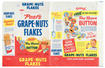 “ROY ROGERS PIN-ON BUTTON” POST’S GRAPE-NUT FLAKES BOX WRAPPER PREMIUM OFFER.