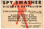 “SPY SMASHER VICTORY BATTALION” MEMBERSHIP CARD.