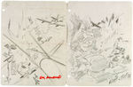 FAWCETT “SOLDIER COMICS” IN-HOUSE PRODUCTION LOT WITH SEVEN ORIGINAL ART CONCEPT COVERS.