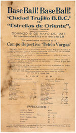 DOMINICAN REPUBLIC BASEBALL LEAGUE 1937 BROADSIDE & SCORE CARDS FEATURING LEGENDARY PLAYERS.