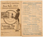 DOMINICAN REPUBLIC BASEBALL LEAGUE 1937 BROADSIDE & SCORE CARDS FEATURING LEGENDARY PLAYERS.