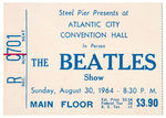 "THE BEATLES ATLANTIC CITY CONVENTION HALL" 1964 CONCERT TICKET STUB.