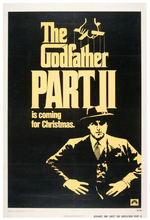 “THE GODFATHER PART 2 IS COMING FOR CHRISTMAS” LINEN-BACKED ADVANCE ONE SHEET MOVIE PICTURE.