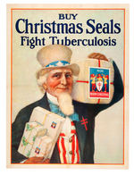 UNCLE SAM 1926 “CHRISTMAS SEALS” LINEN-BACKED POSTER.