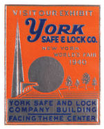 “YORK SAFE & LOCK CO.” AWARD PAPERWEIGHT AND NYWF STICKER.