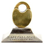 “SAFE PAD LOCKS  (SIC)  LANCASTER PA” FIGURAL PAPERWEIGHT.
