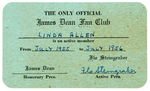 "THE ONLY OFFICIAL JAMES DEAN FAN CLUB" MEMBERSHIP CARD WITH LETTER & ENVELOPE.