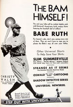 BABE RUTH IN “MOTION PICTURE HERALD” MOVIE EXHIBITOR MAGAZINE.
