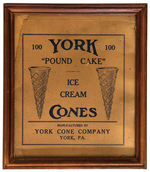 “YORK POUND CAKE ICE CREAM CONES” FRAMED CARTON PANEL.