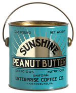 “SUNSHINE PEANUT BUTTER” TIN PAIL WITH LID.