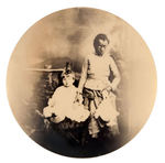 BIG 6" REAL PHOTO BUTTON OF YOUNG CHILD WITH OLDER BLACK CARETAKER.