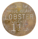 EARLY AND RARE "LOBSTER LICENSE" FROM "STATE OF RHODE ISLAND."