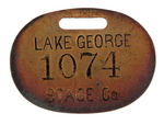 "LAKE GEORGE STAGE CO." LARGE AND EARLY BRASS FOB.