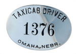 TAXI CAB DRIVER GROUP OF SEVEN METAL BADGES.