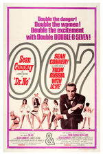 JAMES BOND "DR. NO & FROM RUSSIA WITH LOVE" DOUBLE FEATURE MOVIE POSTER.