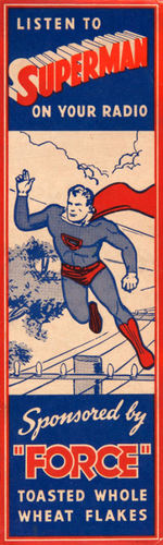 "FORCE" CEREAL BOX PANELS WITH SUPERMAN.