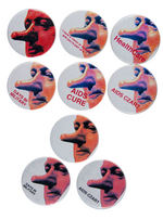 CLINTON WITH PINOCCHIO NOSE GROUP OF NINE BUTTONS FROM 1993-1995.