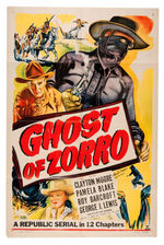 CLAYTON MOORE SIGNED "GHOST OF ZORRO" MOVIE SERIAL POSTER,