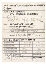 THE BEATLES SIGNED 1963 LIMOUSINE WORK ORDER.