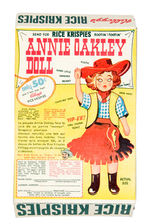 ANNIE OAKLEY BELT ON CARD/CEREAL BOX.