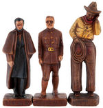 SYROCO GREAT AMERICAN SERIES FIGURES WITH TEDDY ROOSEVLET, ABE LINCOLN, WILL ROGERS.