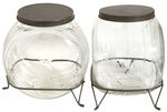 SELLERS KITCHEN CABINET JARS WITH WIRE STANDS.