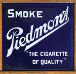 “SMOKE PIEDMONT/THE CIGARETTE OF QUALITY” PORCELAIN-BACKED FOLDING CHAIR.