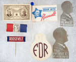 FRANKLIN ROOSEVELT GROUP OF SEVEN UNCOMMON CAMPAIGN ITEMS.