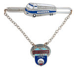 "GREYHOUND LINES" TRIO OF DRIVER BADGES PLUS PAIR OF TIE BARS.