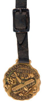 RARE WATCH FOB FROM "INTERNATIONAL AERO CONGRESS 1921 OMAHA U.S.A."