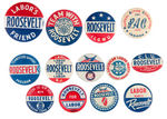 FRANKLIN ROOSEVELT THIRTEEN LABOR RELATED CAMPAIGN BUTTONS.