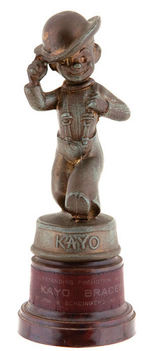 "KAYO" FIGURAL METAL AWARD WITH PLASTIC DICE GAME BASE.