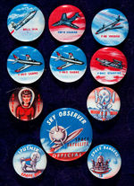 JET PLANES AND SPACE 1950s PARTIAL SETS FROM GREEN DUCK BUTTON CO. ARCHIVE.