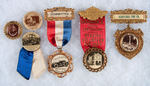 SIX REAL PHOTO FIRE BUTTONS AND RIBBON BADGES.