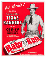 "TALES OF THE TEXAS RANGERS" BABY RUTH ADVERTISING SIGN.