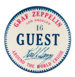 “GUEST” BUTTON FOR GRAF ZEPPELIN “AROUND THE WORLD CRUISE” LOS ANGELES VISIT.