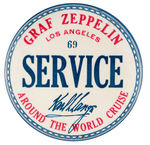 "SERVICE" BIG 3.5" BUTTON FOR GRAF ZEPPELIN "AROUND THE WORLD CRUISE" LOS ANGELES VISIT.