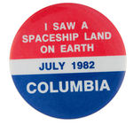 COLUMBIA SPACE SHUTTLE BUTTON PAIR INCLUDING WITNESS BUTTON.