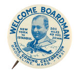 "WELCOME BOARDMAN" RARE VARIETY OF AVIATION FEAT BUTTON.