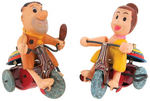 "FLINTSTONE TRICYCLE" MARX TOY WIND-UP PAIR WITH ONE BOX.