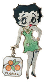 BETTY BOOP RARE FIGURAL PIN WITH "FLORIDA" ENAMEL ACCENT.