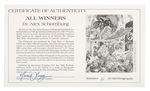 ALEX SCHOMBURG "ALL WINNERS" LIMITED EDITION PRINT WITH CAPTAIN AMERICA, HUMAN TORCH & SUB-MARINER.