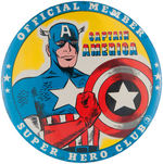 CAPTAIN AMERICA & DAREDEVIL "OFFICIAL MEMBER SUPER HERO CLUB" BUTTON PAIR.