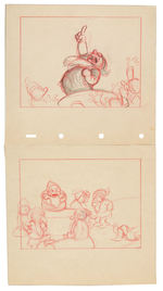 "SNOW WHITE AND THE SEVEN DWARFS"  EARLY STORYBOARD ORIGINAL ART LOT.