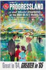 NYWF 1964-65 “VISIT GE PROGRESSLAND A WALT DISNEY PRESENTATION” POSTER.