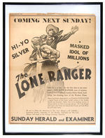 RARE LONE RANGER NEWSPAPER SUNDAY PAGE/DAILY STRIP DEBUT ADVERTISEMENT.