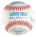 MANTLE/WILLIAMS/GRETZKY/DICKERSON/MONTANA MULTI-SIGNED AMERICAN LEAGUE BASEBALL.