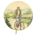 EARLY BICYCLIST WITH "EL CAPITAN CHEWING GUM" BACKPAPER.