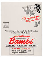 “BAMBI” ORIGINAL RELEASE LOBBY CARD TRIO AND RE-RELEASE PROMO MAILER.
